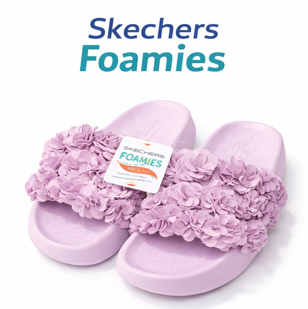 LAVENDER BLOOM Skechers Foamies ✨ Viral Comfort Slides ✨ 💜 Must-Have Color 💜 - Picture 1 of 8